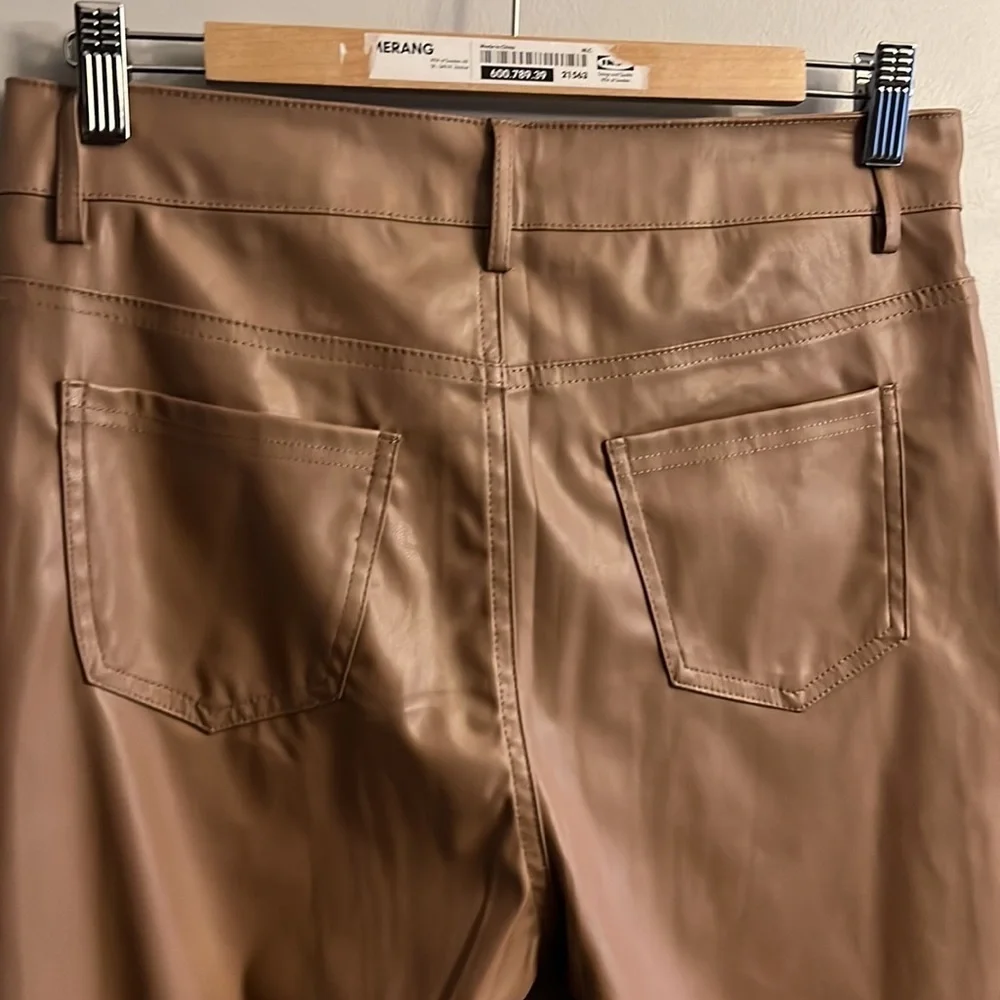 Tan super high waist perfect fit vegan leather pants